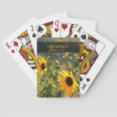 Naam en persoonlijke foto zonnebloemen Storm Cloud Pokerkaarten (Achterkant)