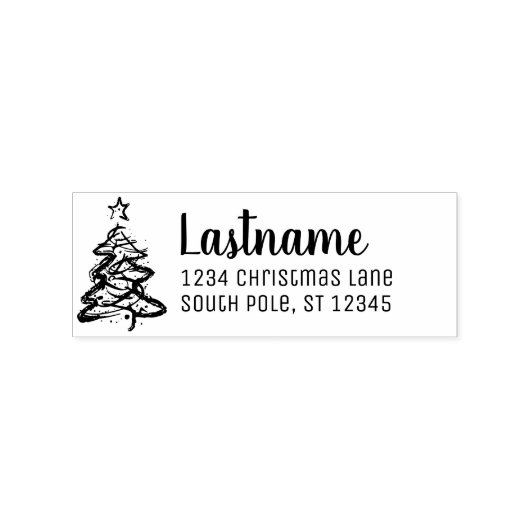Naam en retouradres kerstboom rubberstempel (Afrduk)