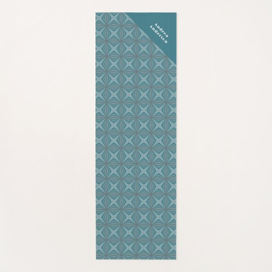 Naam en retro Blauwgroen patroon Yogamat (Voorkant)