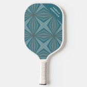 Naam en Retropatroon in gedempte blauwgroen en gri Pickleball Paddle (Achterkant)