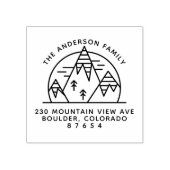 Naam en terugzendadres van de treklijn van de berg rubberstempel (Afrduk)