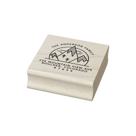Naam en terugzendadres van de treklijn van de berg rubberstempel (Stempel)