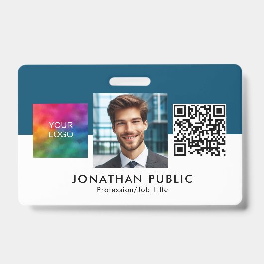 Naam en titel Logo QR Code Medewerker ID Kaart Badge (Voorzijde)
