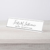 Naam en titelkalligrafie - KAN KLEUR BEWERKEN Bureau Naambordje (Voorkant)