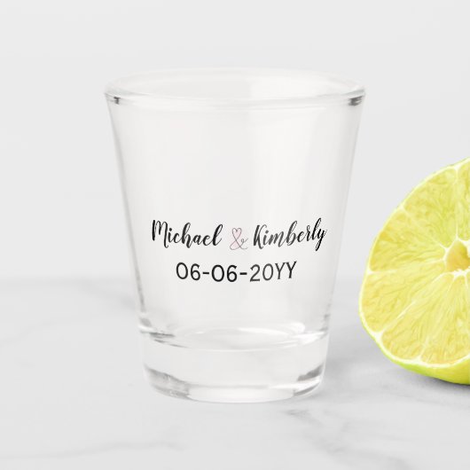Naam en trouwdatum shot glas (Voorkant)