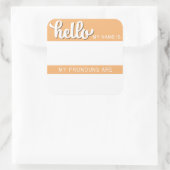 Naam en voornaamwoord Label - Sinaasappel Vierkant (Tas)