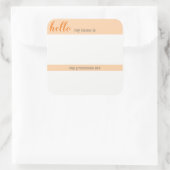 Naam en voornaamwoord Label - Sinaasappel Vierkant (Tas)