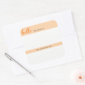 Naam en voornaamwoord Label - Sinaasappel Vierkant (Envelop)