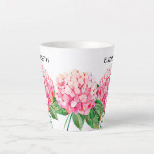 NAAM EN Waterverf Pink Hydrangea Floral Latte Mok