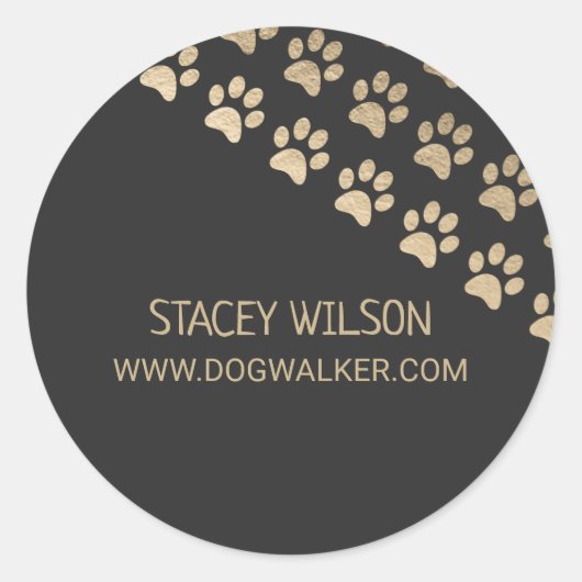 Naam en website Paw Print Business Label (Voorkant)