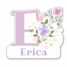 Naam Erica plus Initiaal met Floral Design