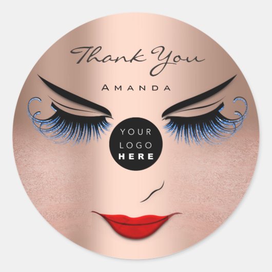 Naam Eyelash Sweet 16th Roos Logo Qr Code Ronde Sticker (Voorkant)