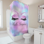 Naam Eyelashes Girly Makeup Pink Holographic Glam Douchegordijn (In situ)