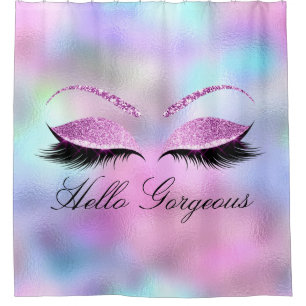 Naam Eyelashes Girly Makeup Pink Holographic Glam Douchegordijn