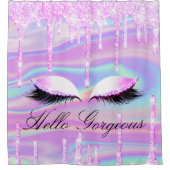 Naam Eyelashes Makeup Girly Princes Drip Holograaf Douchegordijn (Voorkant)