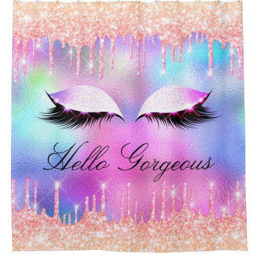 Naam Eyelashes Makeup Roze Bride Girly Drift Glam Douchegordijn (Voorkant)