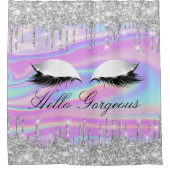 Naam Eyelashes Makeup Silver Girly Drift Holograaf Douchegordijn (Voorkant)