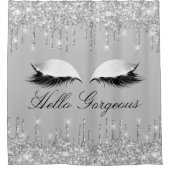 Naam Eyelashes Makeup Silver Grey Girly Drivers Douchegordijn (Voorkant)