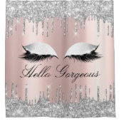 Naam Eyelashes Makeup Silver Roos Girly Drids Douchegordijn (Voorkant)