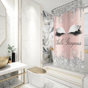 Naam Eyelashes Makeup Silver Roos Girly Drids Douchegordijn