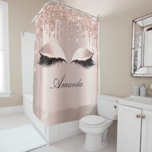Naam Eyelashes Makeup Spark Roos Girly Drids Douchegordijn