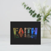 Naam Faith in 3D-lichten (foto) Briefkaart (Staand voorkant)