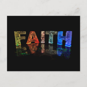 Naam Faith in 3D-lichten (foto) Briefkaart