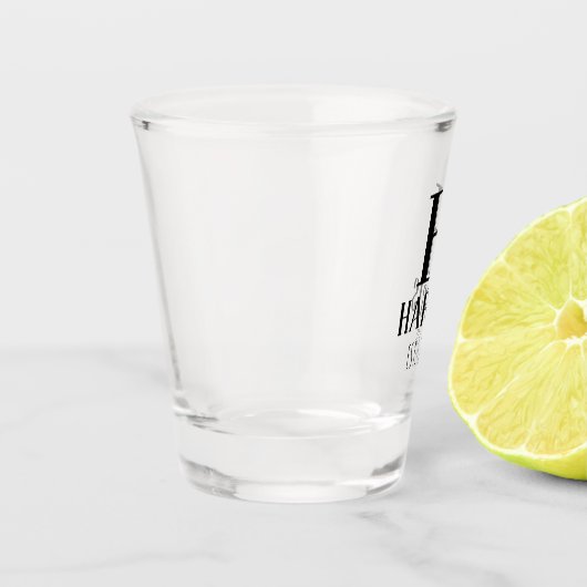 Naam Familie Eenvoudige Typografie Tekst Monogram  Shot Glas (Links)