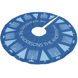 Naam familie Merry Blue Interreligieuze Chrismukka Kerstboom Rok