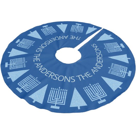 Naam familie Merry Blue Interreligieuze Chrismukka Kerstboom Rok (Gekanteld)