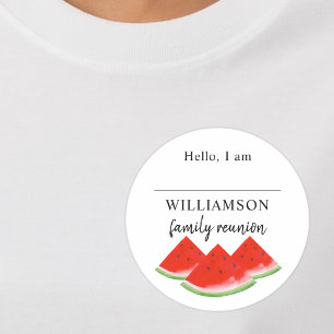 Naam familie-reünie watermeloen ronde sticker