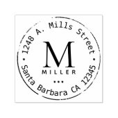 Naam familienaam monogram cirkeladres retourzendin zelfinktende stempel (Design)