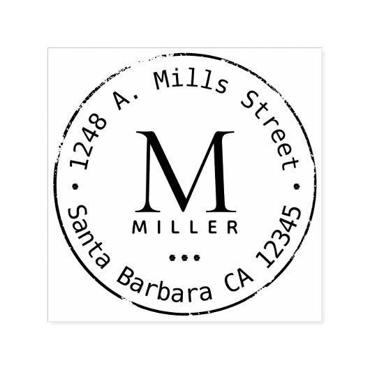 Naam familienaam monogram cirkeladres retourzendin zelfinktende stempel (Design)