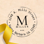 Naam familienaam monogram cirkeladres retourzendin  zelfinktende stempel