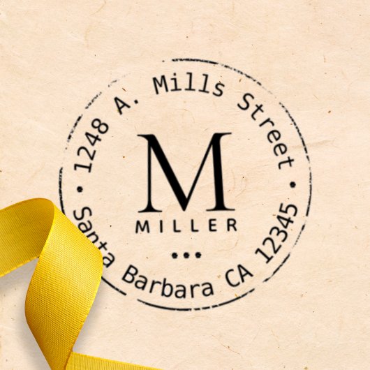 Naam familienaam monogram cirkeladres retourzendin zelfinktende stempel