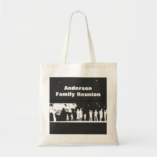 Naam familiereünie | Zwart-wit grafiek Tote Bag (Voorkant)