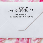Naam Fancy Brush Script Adres Zelfinktende Stempel