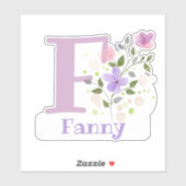 Naam Fanny & Initiaal met Floral Design Sticker (Vel)