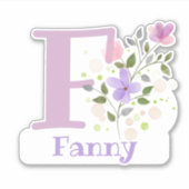 Naam Fanny & Initiaal met Floral Design Sticker (Voorkant)