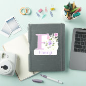 Naam Fanny & Initiaal met Floral Design Sticker (iPad Cover)