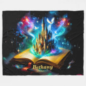 Naam, Fantasy Boek Kasteel Fleece Deken (Voorkant (Horizontaal))