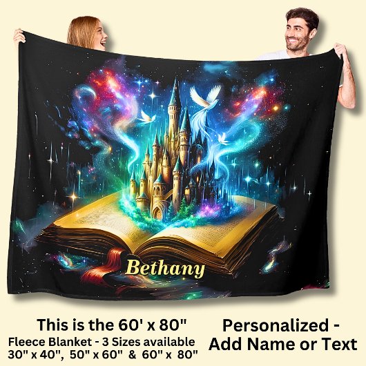 Naam, Fantasy Boek Kasteel Fleece Deken