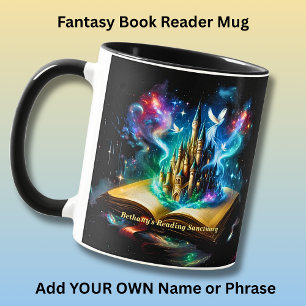 Naam, Fantasy Kasteel Boek Roman Leesoase Mok