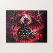 Naam, Fantasy Vuurdraak met Schedels Legpuzzel (Horizontaal)