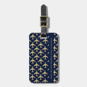 Naam Faux Gold Vliegtuigen Reizen Bagagelabel (Voorkant verticaal)