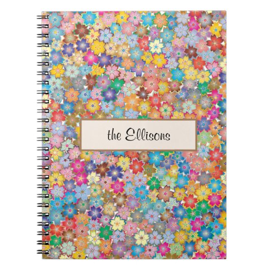 Naam || Fel Kleurrijk Bloemenpatroon Spiraal Notitieboek (Voorkant)