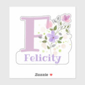 Naam Felicity & Initiaal met bloemontwerp Sticker (Vel)