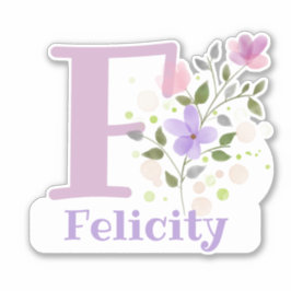 Naam Felicity & Initiaal met Floral Design Sticker
