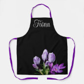 naam Fiona  paarse bloementrend Schort (Voorkant)