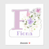 Naam Fiona plus Initiaal met Floral Design Sticker (Vel)